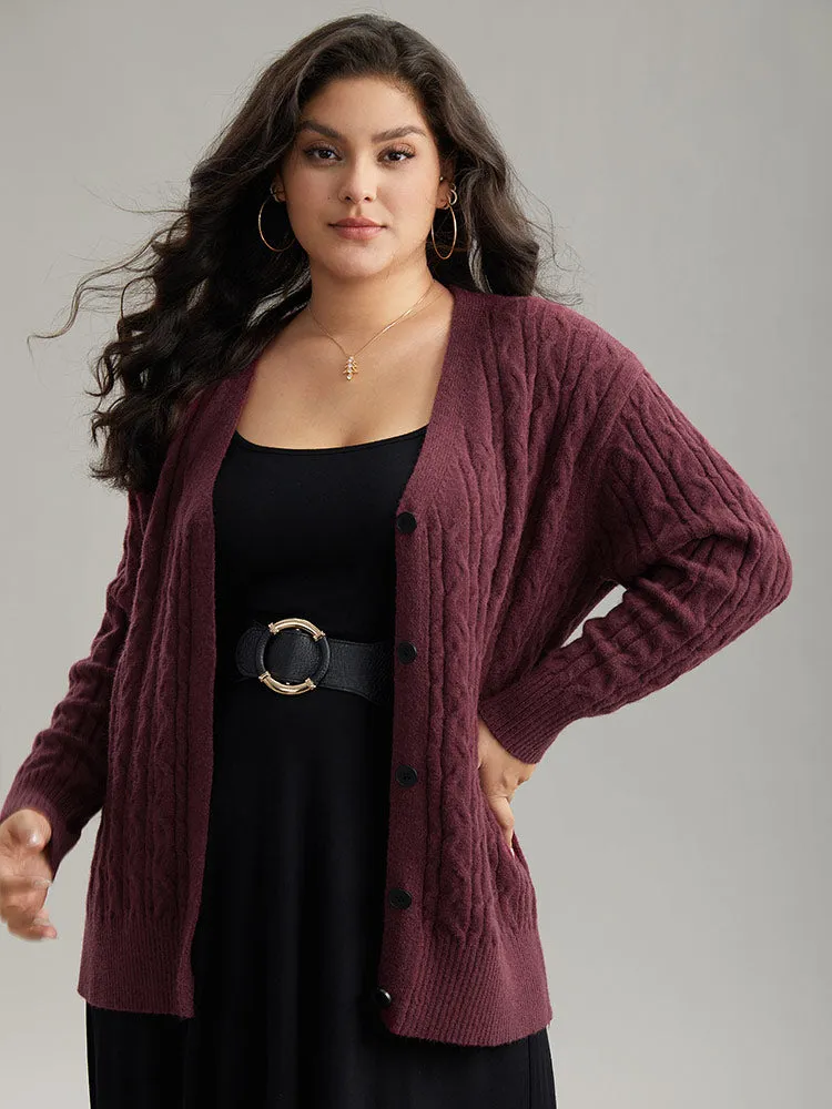 Solid Cable Knit Button Fly Cardigan sold by Bloomchic product image thumbnail 3