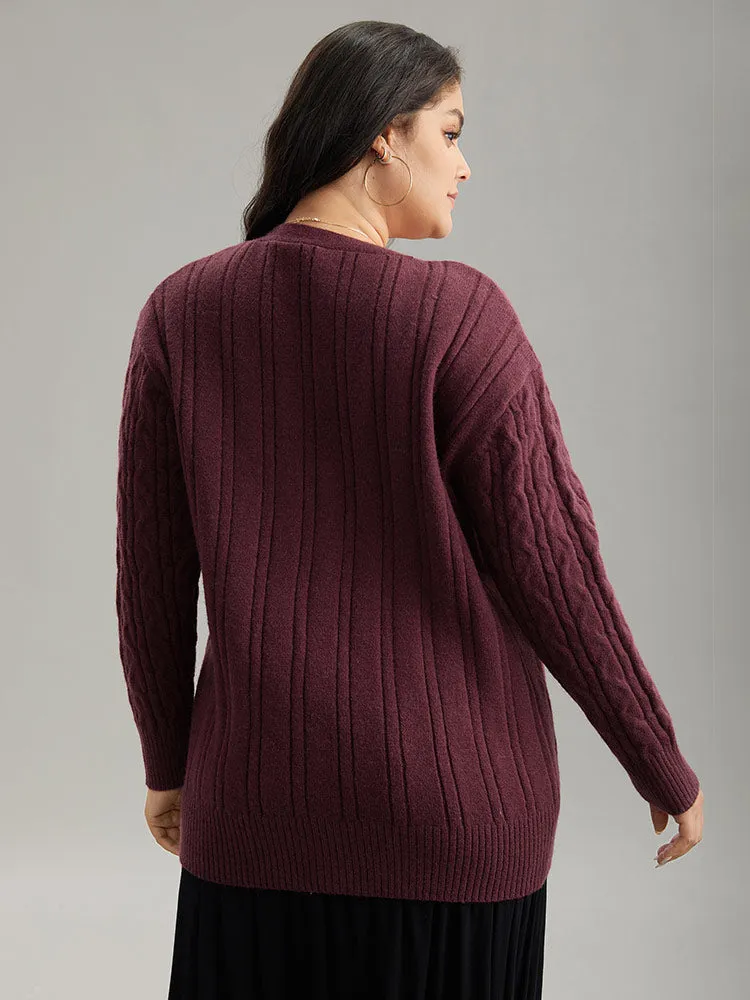 Solid Cable Knit Button Fly Cardigan sold by Bloomchic product image thumbnail 2