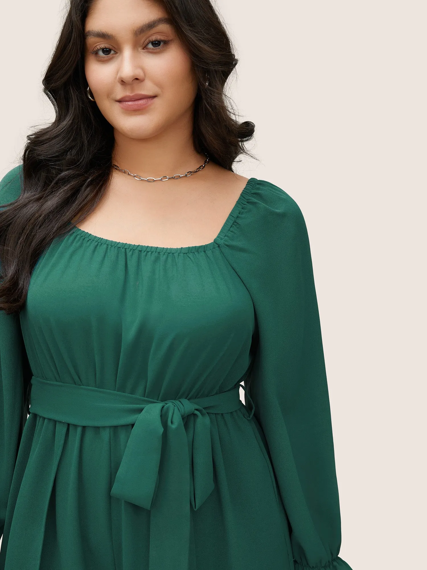 Plain Square Neck Belted Split Hem Jumpsuit sold by Bloomchic product image thumbnail 4