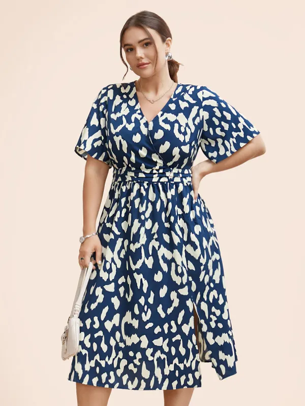 Leopard Print Shirred Split Hem Dress sold by Bloomchic