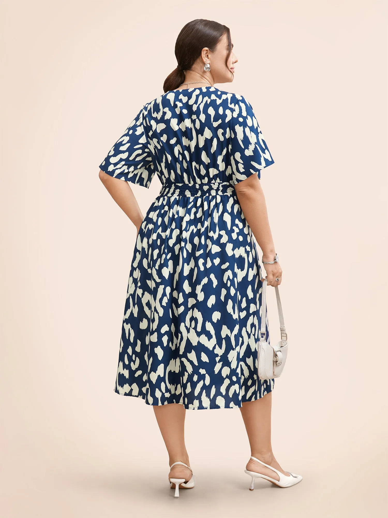 Leopard Print Shirred Split Hem Dress sold by Bloomchic product image thumbnail 3