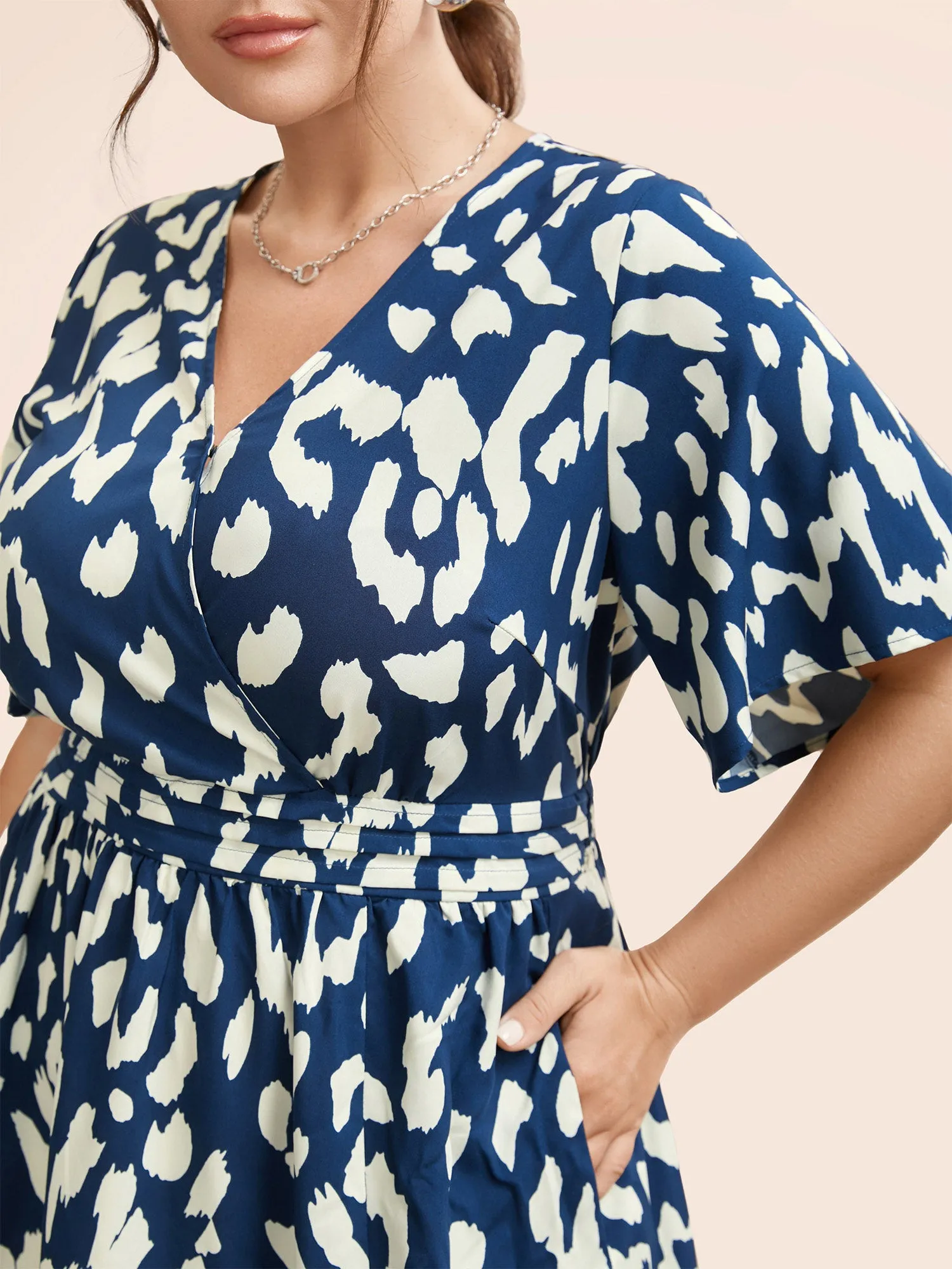 Leopard Print Shirred Split Hem Dress sold by Bloomchic product image thumbnail 4