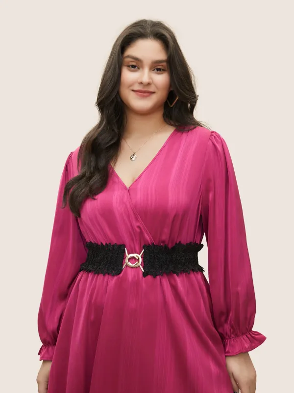 Contrast Lace Elastic Metal Buckle Detail Belt sold by Bloomchic