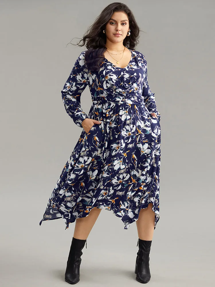 Floral Print Ruched Plicated Detail Dress sold by Bloomchic product image thumbnail 3