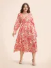 Floral Lantern Sleeve Ruffle Trim Dress sold by Bloomchic