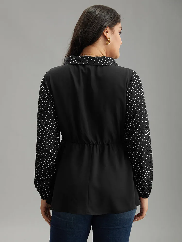 Polka Dot Patchwork Lapel Collar Elastic Waist Blouse sold by Bloomchic product image thumbnail 2