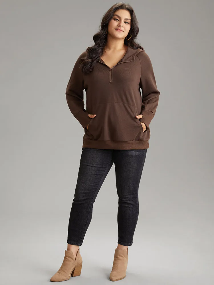Plain Thumb Hole Hooded Kangaroo Pocket Sweatshirt sold by Bloomchic product image thumbnail 4
