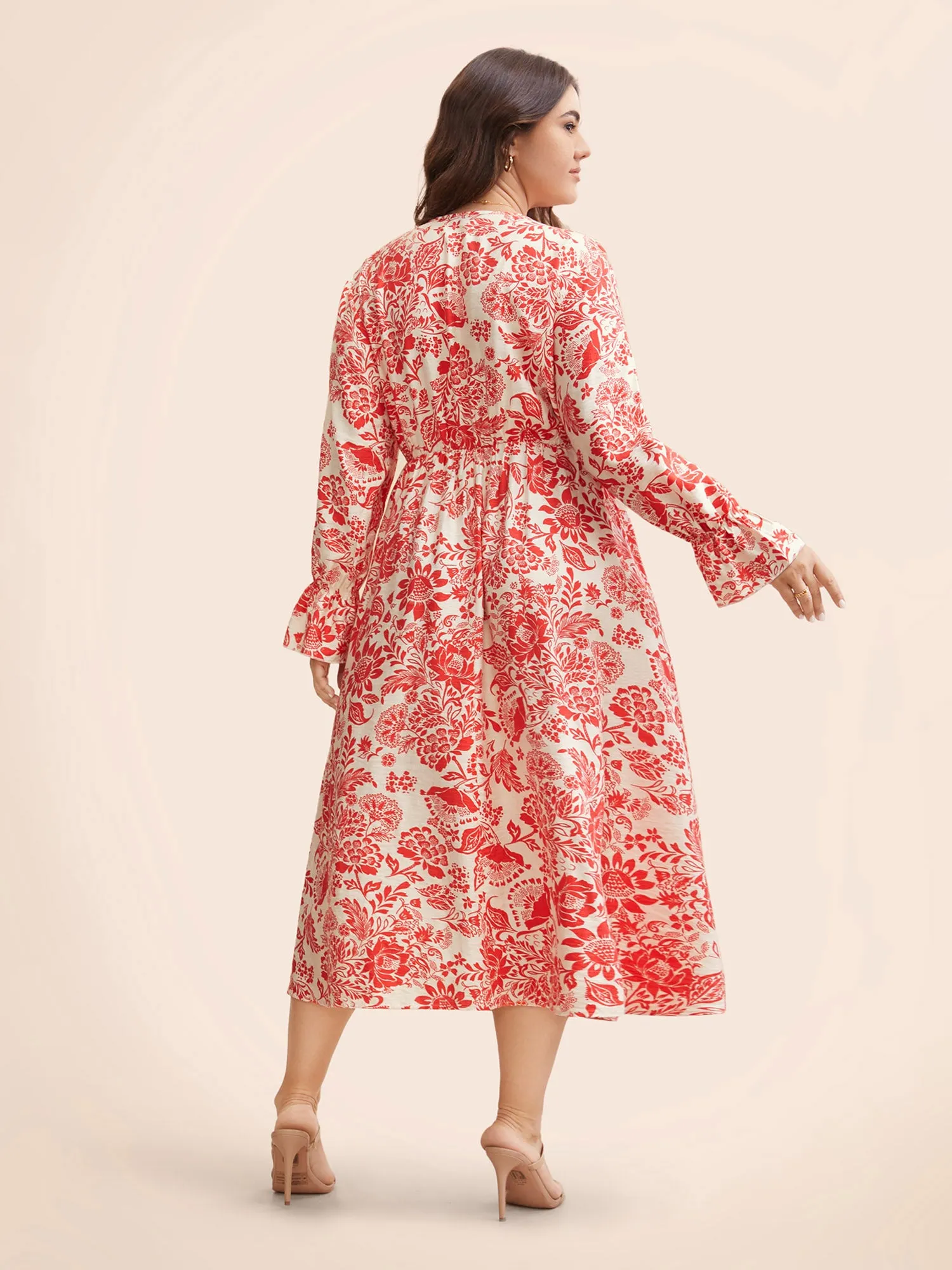 Floral Lantern Sleeve Ruffle Trim Dress sold by Bloomchic product image thumbnail 3