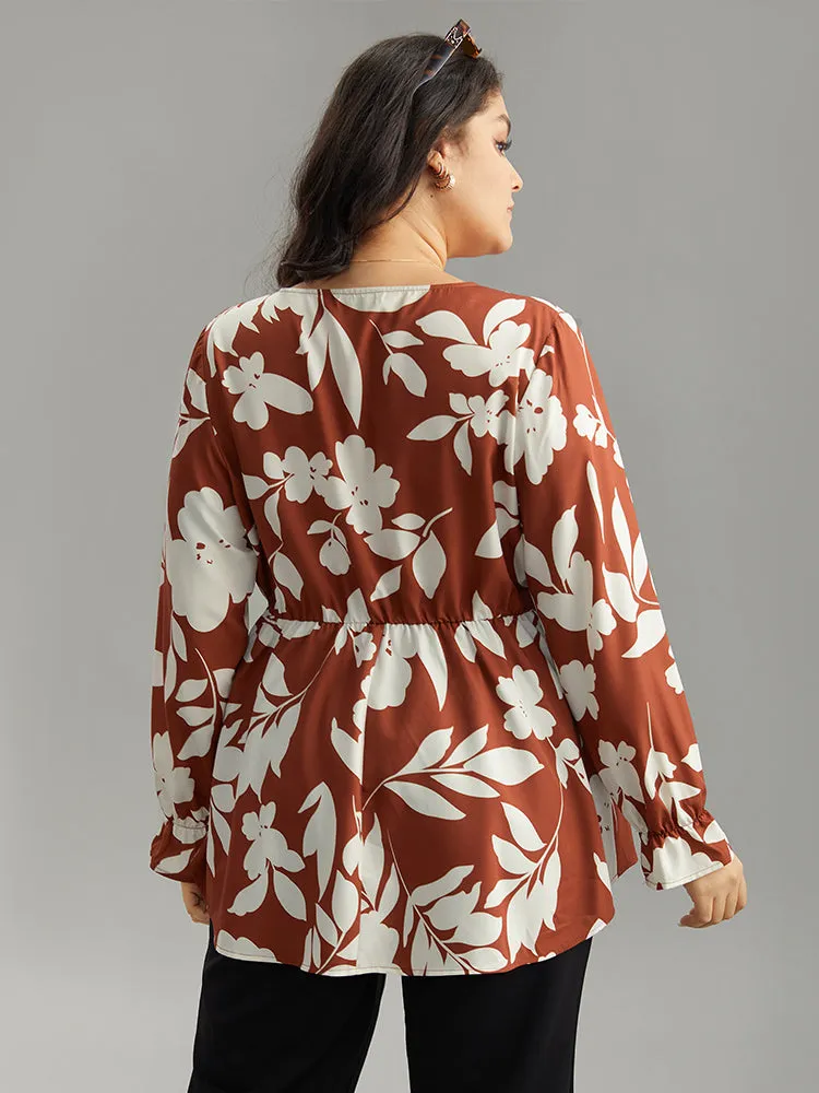 Silhouette Floral Print Elastic Waist Blouse sold by Bloomchic product image thumbnail 3