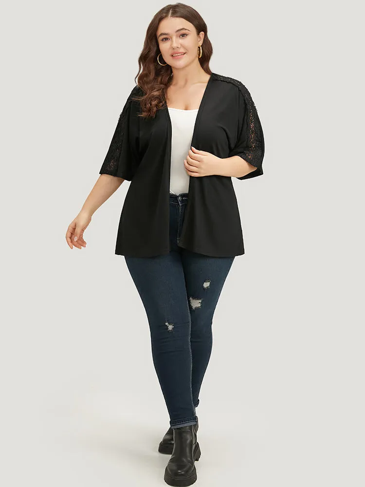 Halloween Supersoft Essentials Plain Lace Panel Open Front Kimono sold by Bloomchic product image thumbnail 4