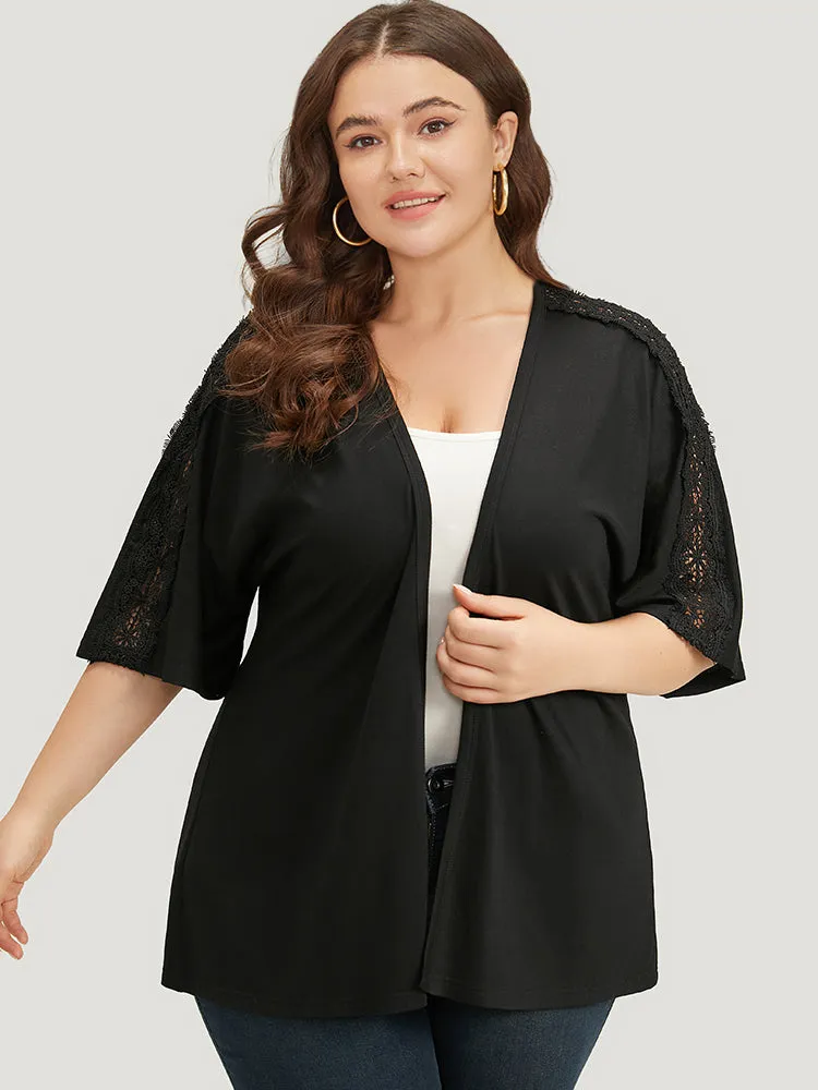 Halloween Supersoft Essentials Plain Lace Panel Open Front Kimono sold by Bloomchic product image thumbnail 5