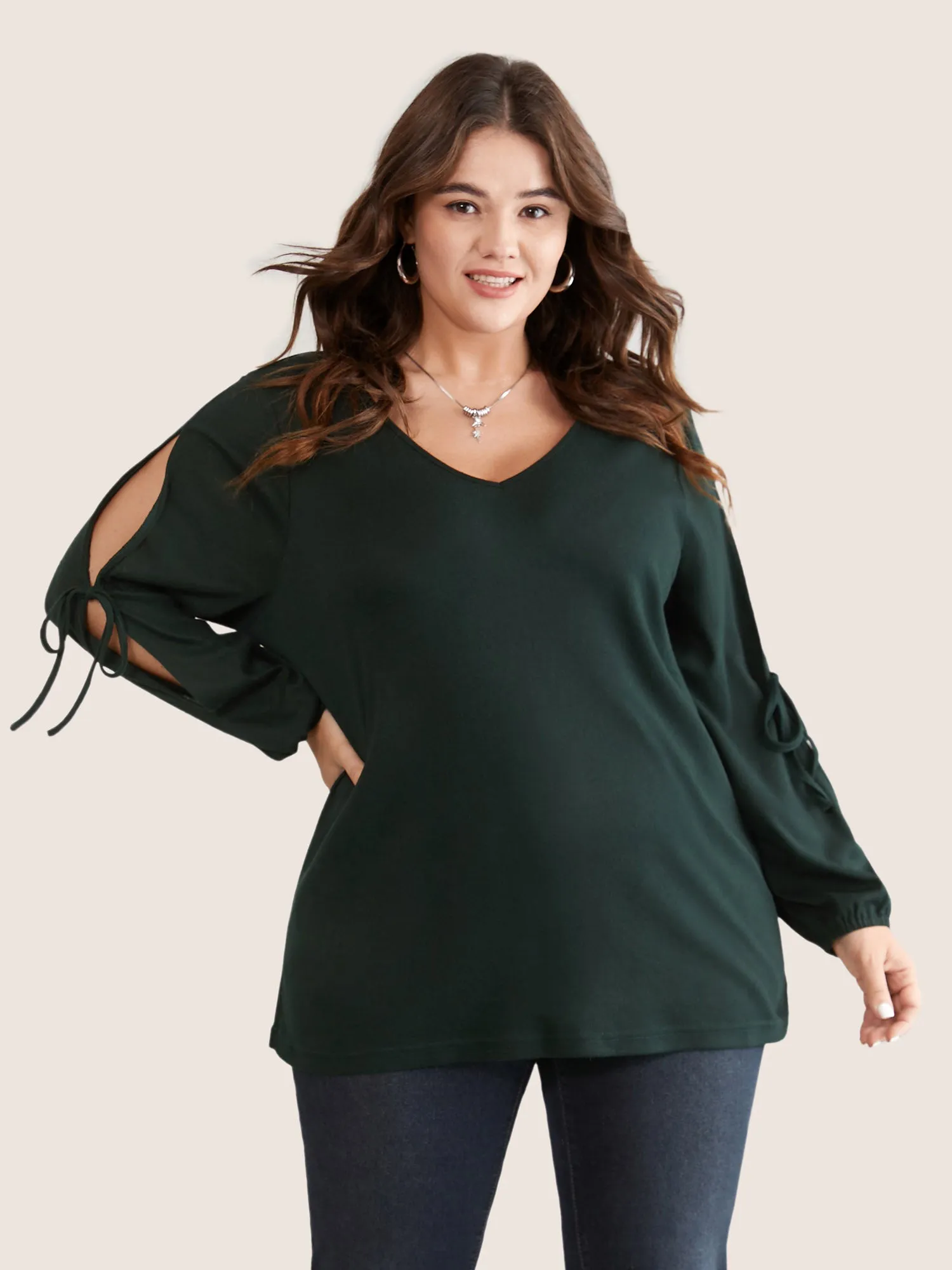 Solid V Neck Knot Ties T-shirt sold by Bloomchic