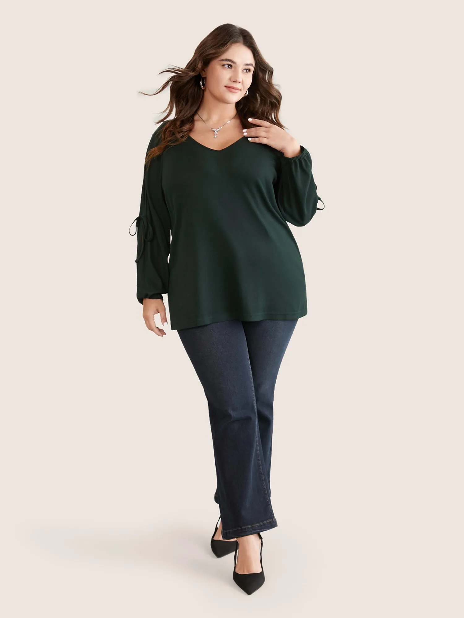 Solid V Neck Knot Ties T-shirt sold by Bloomchic product image thumbnail 2