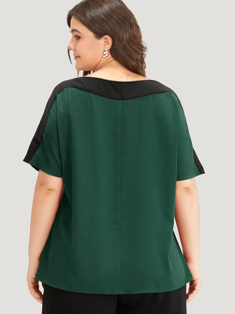 Anti-Wrinkle Two Tone Dolman Sleeve Woven Top sold by Bloomchic product image thumbnail 5