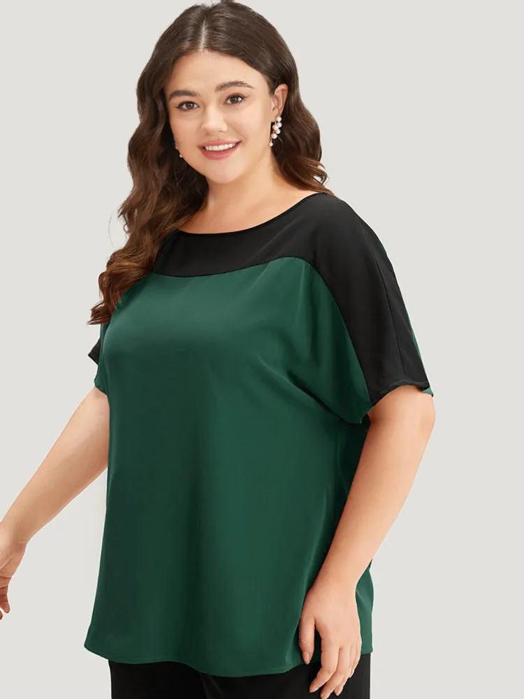 Anti-Wrinkle Two Tone Dolman Sleeve Woven Top sold by Bloomchic product image thumbnail 4