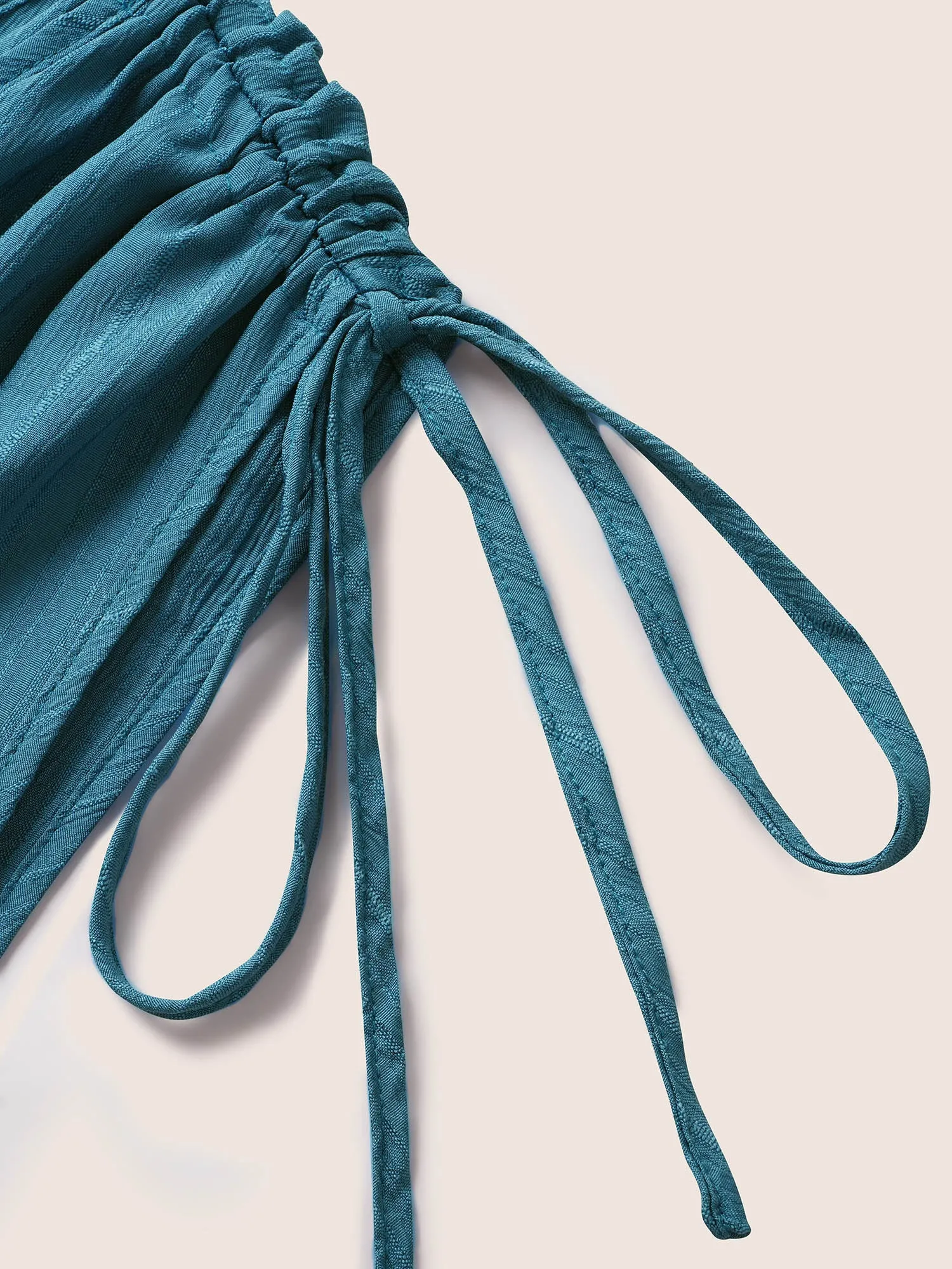 Plain Textured Drawstring Ruffle Hem Dress sold by Bloomchic product image thumbnail 4