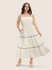 Ditsy Floral Contrast Webbing Ruffle Layered Hem Dress sold by Bloomchic
