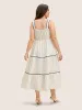 Ditsy Floral Contrast Webbing Ruffle Layered Hem Dress sold by Bloomchic