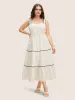 Ditsy Floral Contrast Webbing Ruffle Layered Hem Dress sold by Bloomchic