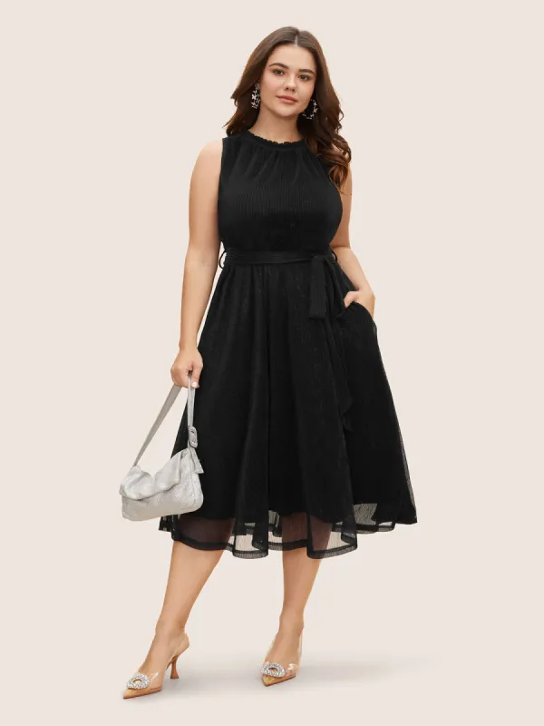 Stand Collar Luxe Belted Tank Dress sold by Bloomchic