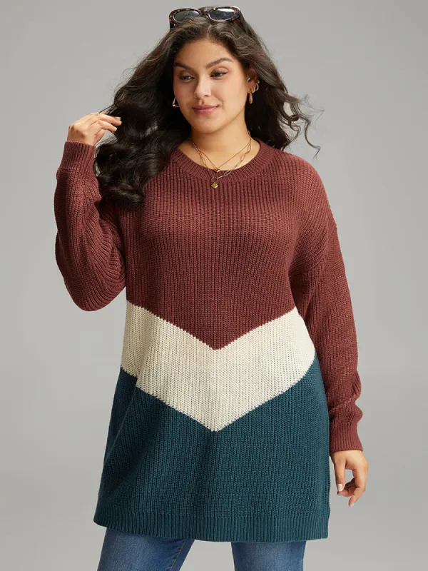 Colorblock Contrast Elastic Cuffs Pullover sold by Bloomchic