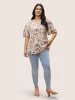 Floral Print Tiered Flutter Sleeve Blouse sold by Bloomchic
