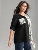 Silhouette Floral Print Twill Shirt Collar Contrast Blouse sold by Bloomchic