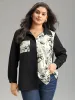 Silhouette Floral Print Twill Shirt Collar Contrast Blouse sold by Bloomchic