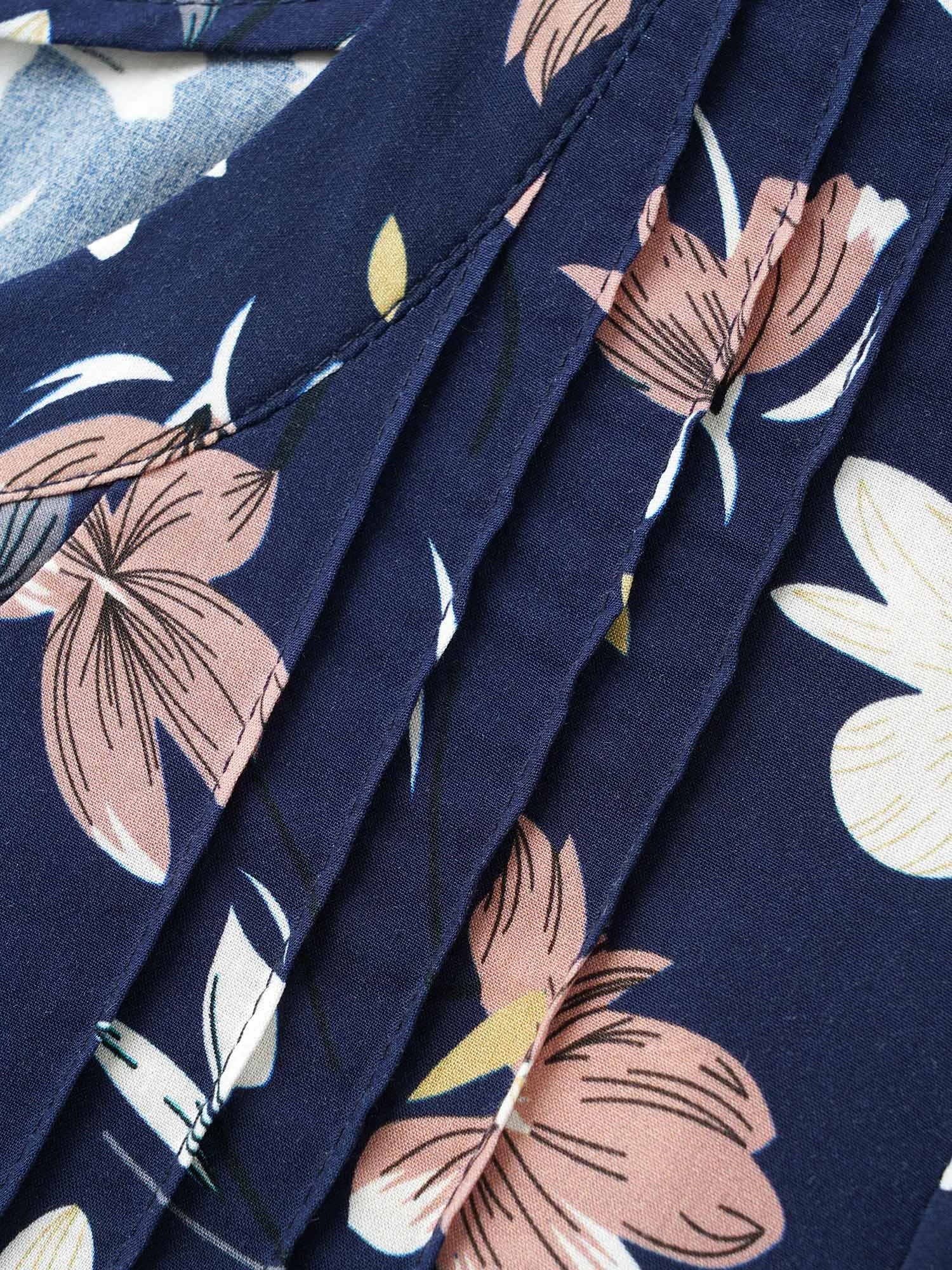 Floral Print Tiered Ruffle Sleeve Pleated Blouse sold by Bloomchic product image thumbnail 5