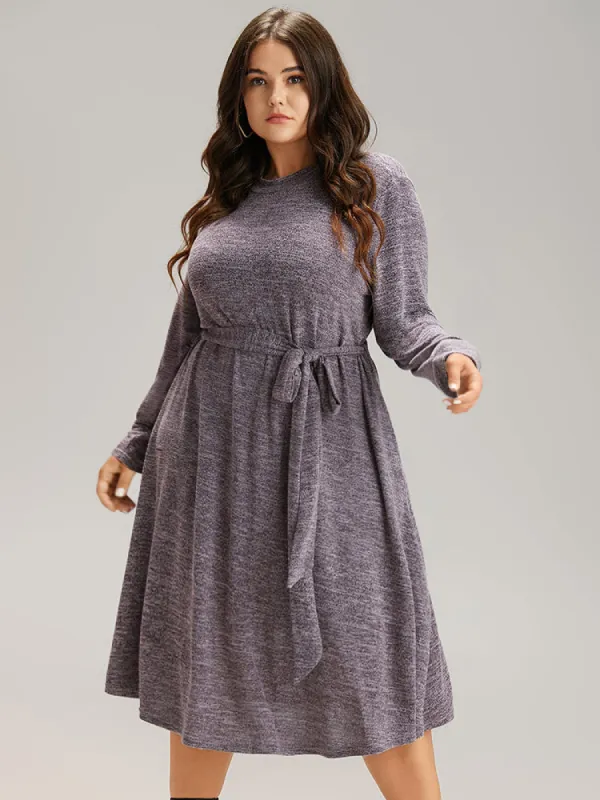 Plain Heather Pocket Belted Dress sold by Bloomchic