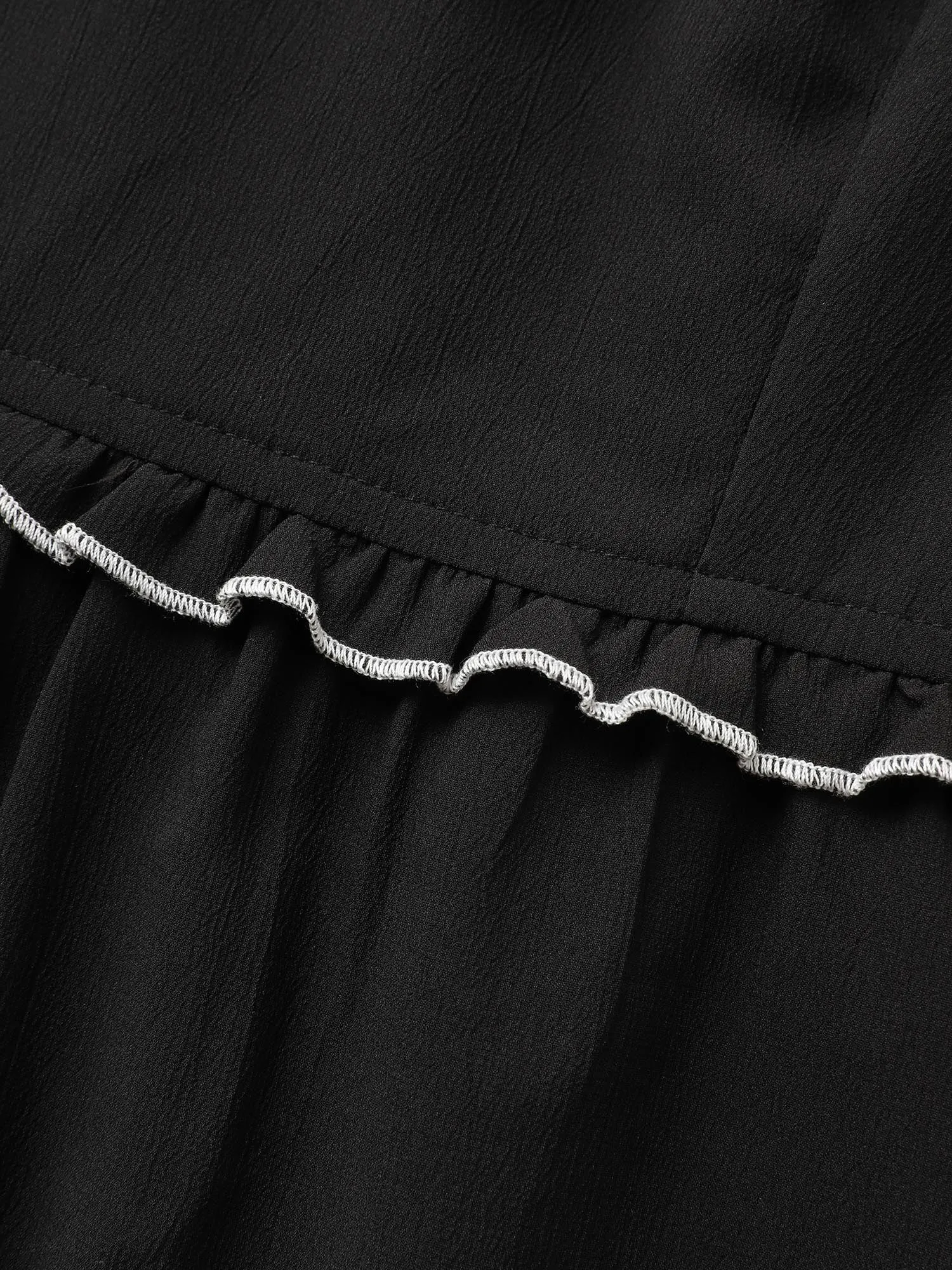 Contrast Shirred Woven Ribbon Frill Trim Blouse sold by Bloomchic product image thumbnail 5