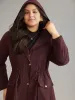 Solid Zipper Drawstring Knot Flap Detail Coat sold by Bloomchic