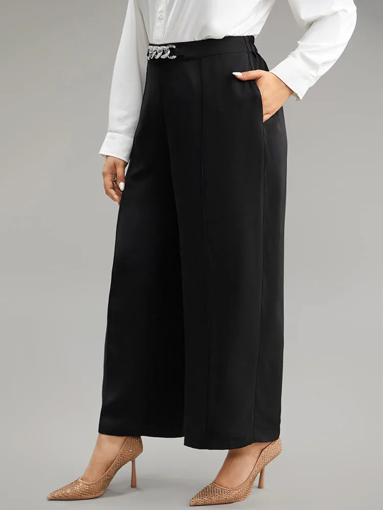 Metal Detail Pleated Wide Leg Pants sold by Bloomchic product image thumbnail 3