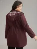 Solid Zipper Drawstring Knot Flap Detail Coat sold by Bloomchic