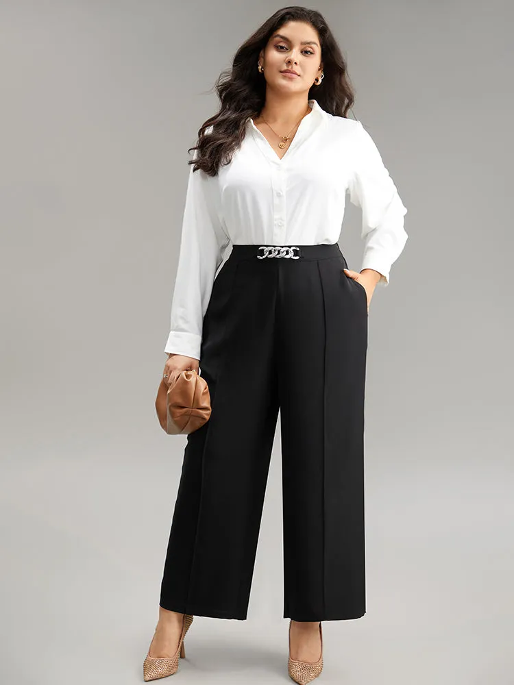 Metal Detail Pleated Wide Leg Pants sold by Bloomchic product image thumbnail 4