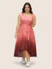 Round Neck Ombre Belted Tank Dress sold by Bloomchic