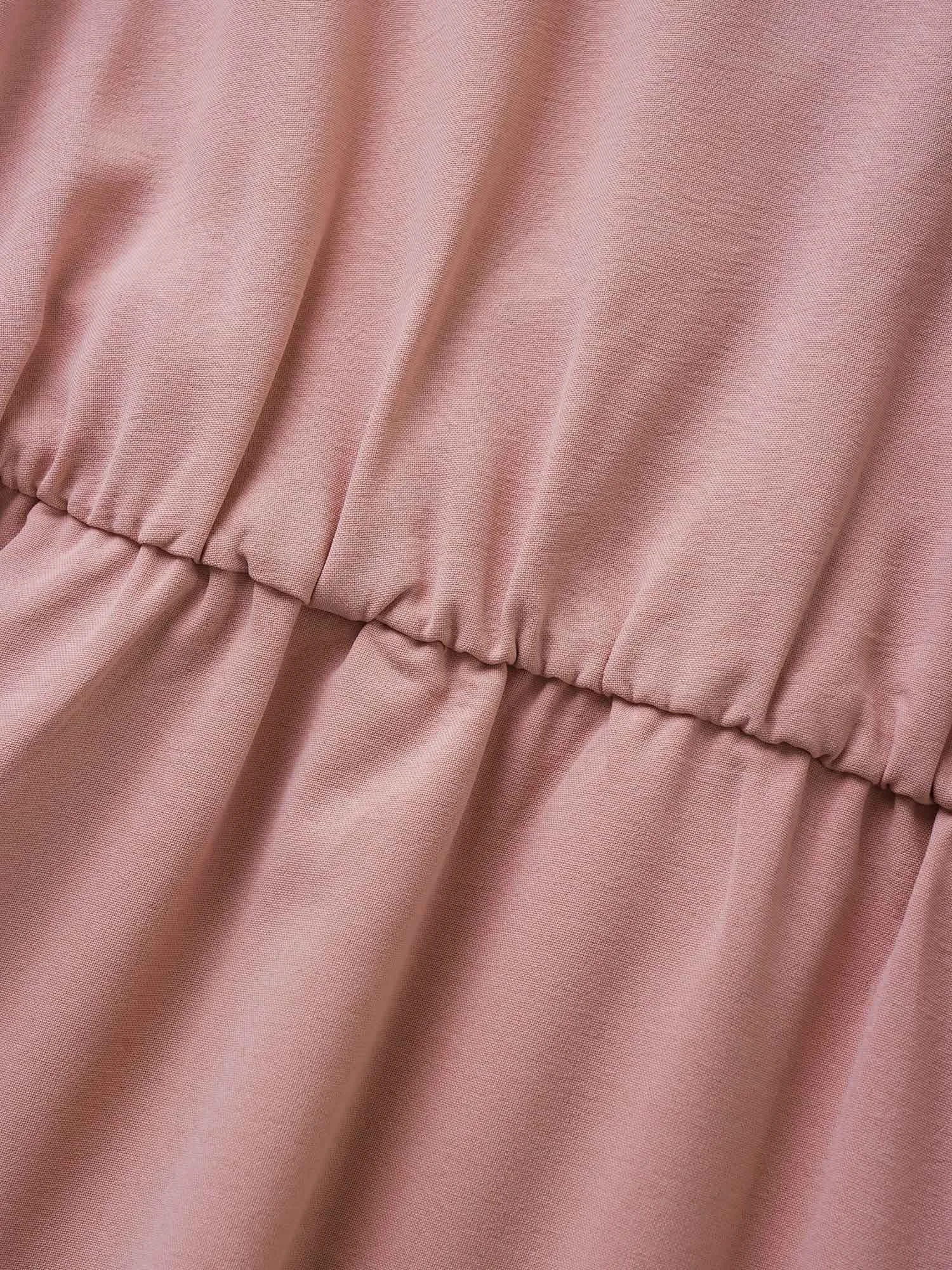 Solid Overlap Collar Puff Sleeve Belted Dress sold by Bloomchic product image thumbnail 5