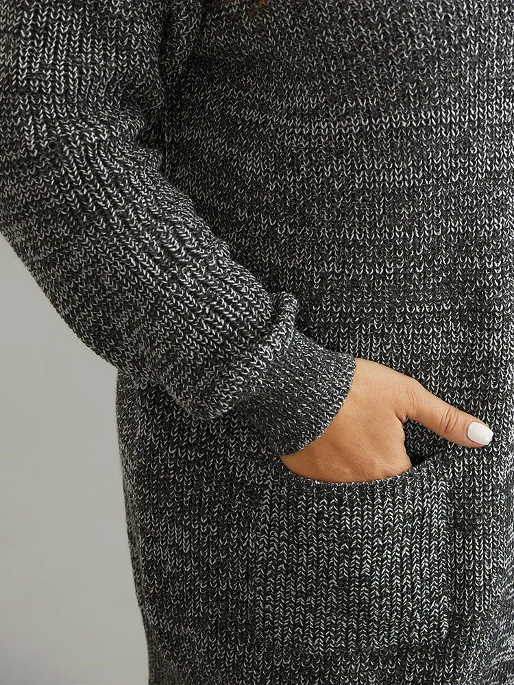 Heather Hooded Patched Pocket Open Front Tunic Cardigan sold by Bloomchic product image thumbnail 5