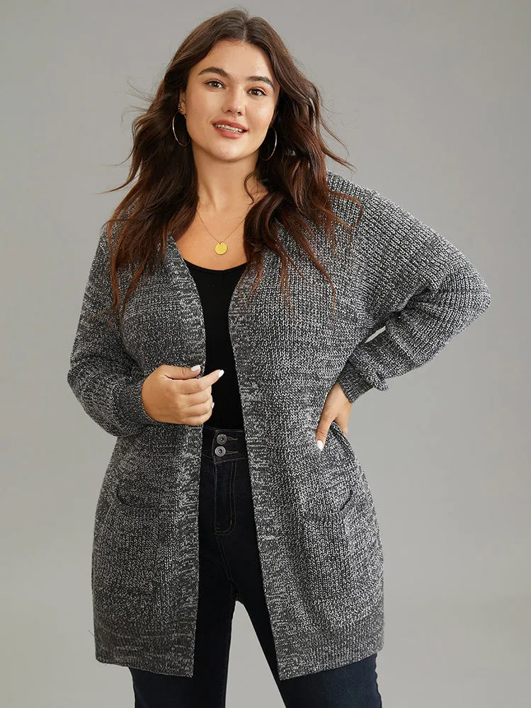 Heather Hooded Patched Pocket Open Front Tunic Cardigan sold by Bloomchic product image thumbnail 3