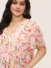 Chiffon Watercolor Floral Woven Ribbon Frill Trim Blouse sold by Bloomchic