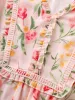 Chiffon Watercolor Floral Woven Ribbon Frill Trim Blouse sold by Bloomchic
