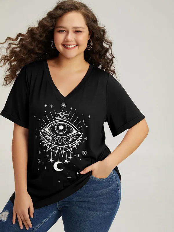 Halloween Horoscope Print V Neck T-shirt sold by Bloomchic