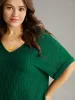Plain Texture V Neck Roll Dolman Sleeve T-shirt sold by Bloomchic