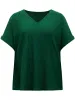 Plain Texture V Neck Roll Dolman Sleeve T-shirt sold by Bloomchic