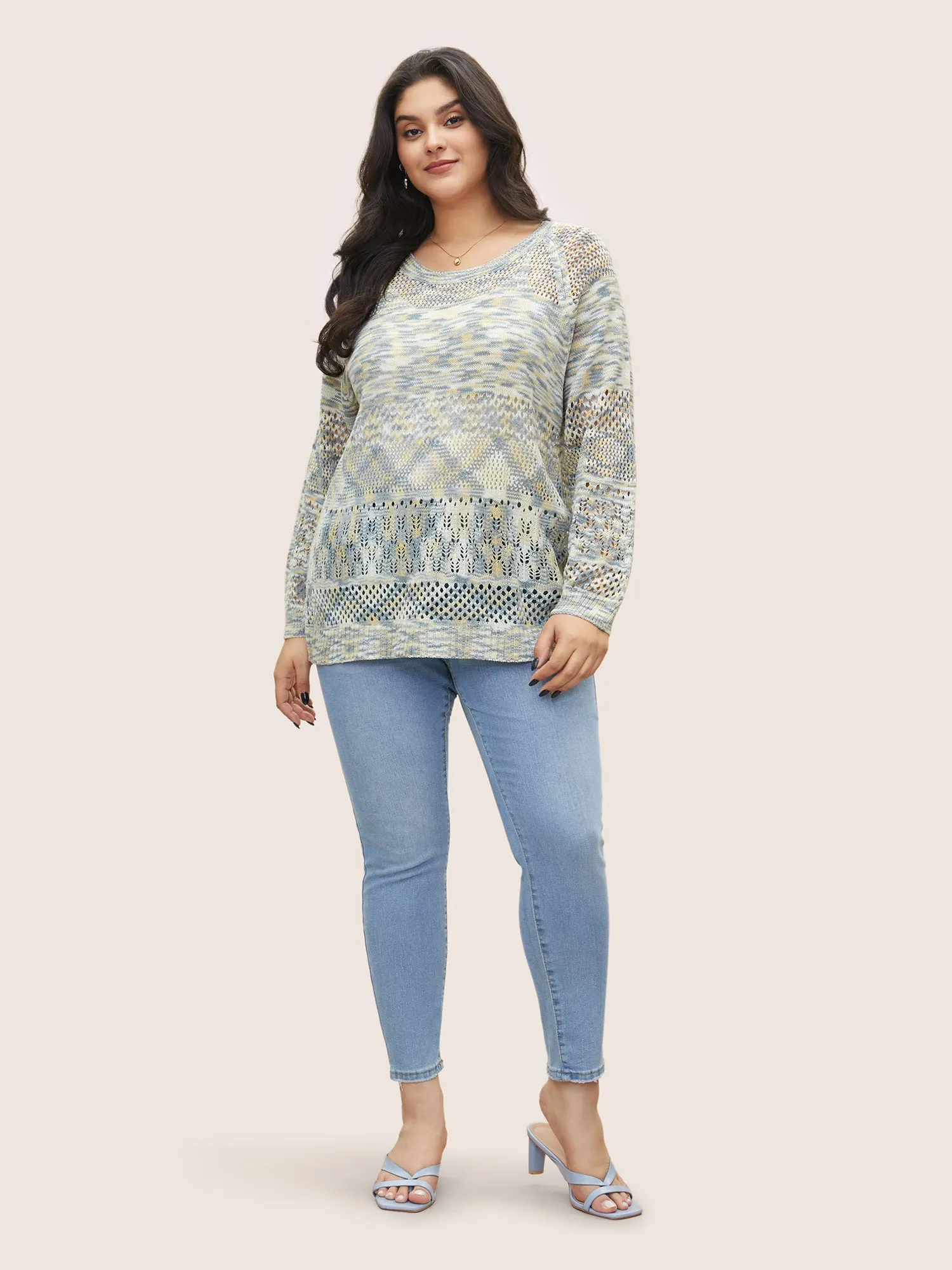 Ombre Heather Hollow Out Texture Pullover sold by Bloomchic product image thumbnail 3