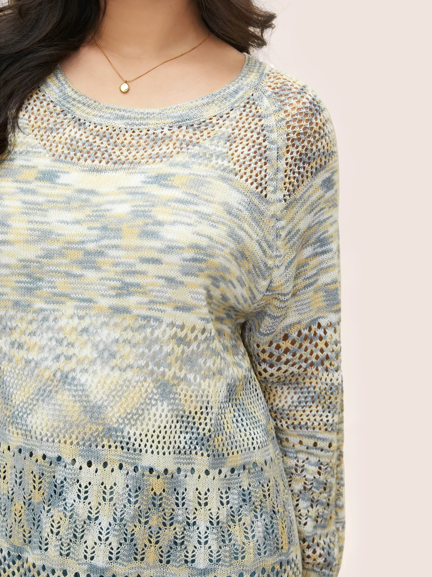 Ombre Heather Hollow Out Texture Pullover sold by Bloomchic product image thumbnail 4