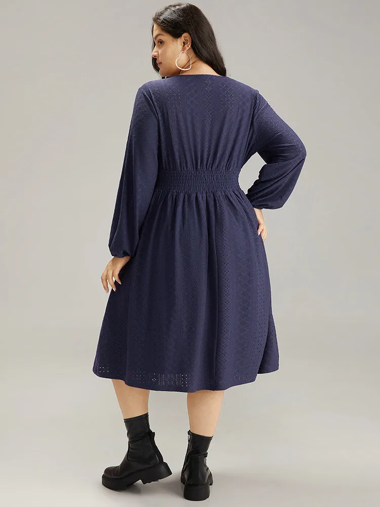 Plain Textured Shirred Ruffle Hem Dress sold by Bloomchic product image thumbnail 3