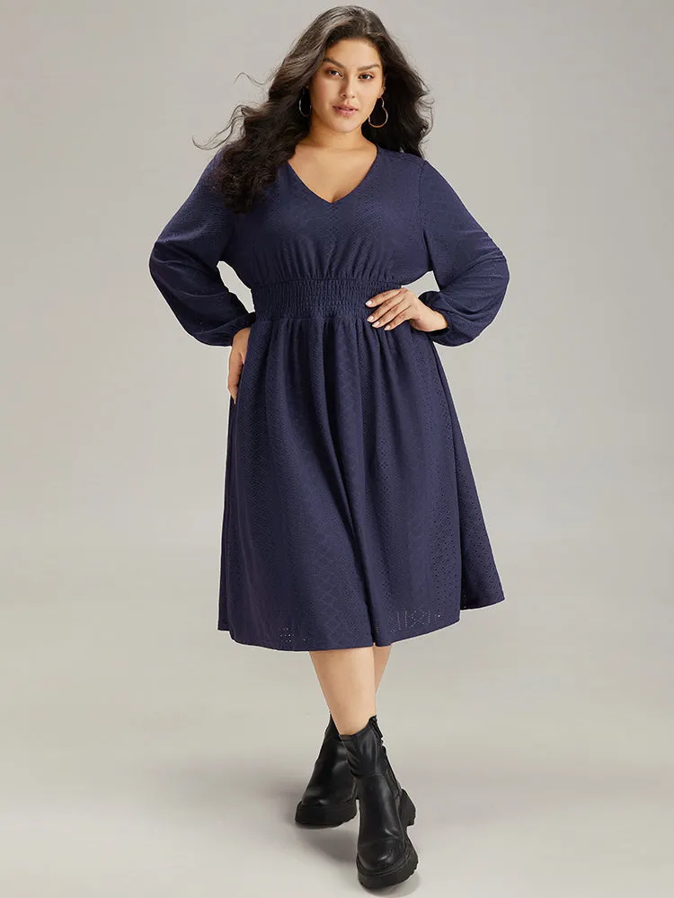 Plain Textured Shirred Ruffle Hem Dress sold by Bloomchic product image thumbnail 2