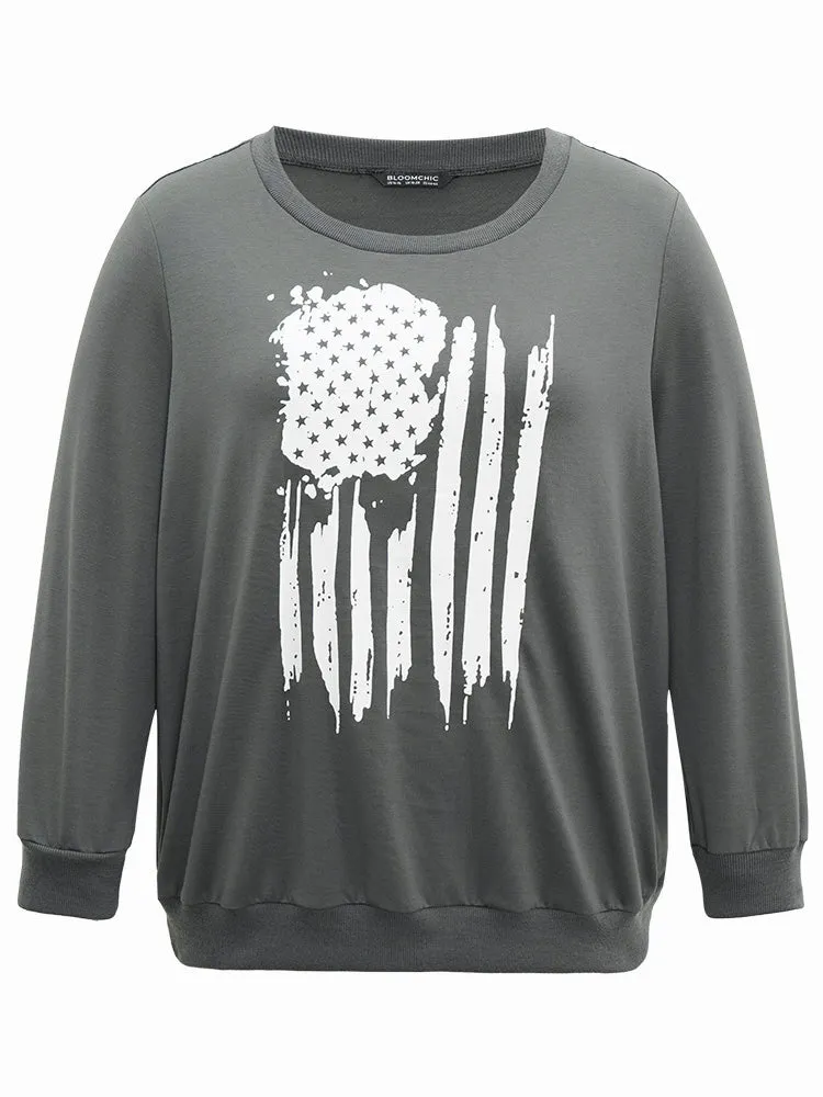 Brush Print Star Round Neck Sweatshirt sold by Bloomchic product image thumbnail 5