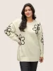 Supersoft Essentials Floral Embroidered Crew Neck Pullover sold by Bloomchic